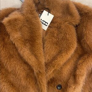 KBB by Kahlana Brown Fur Oversized Fur Trench Coat